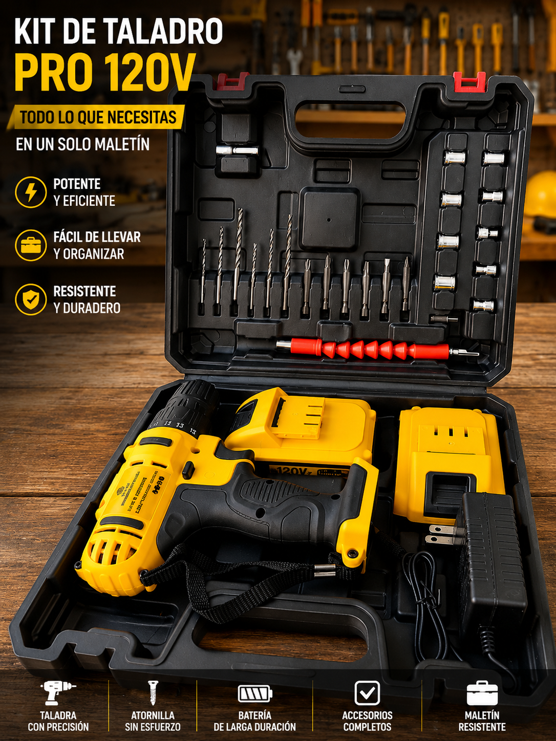 🛠️ KIT DE TALADRO PRO 120V
