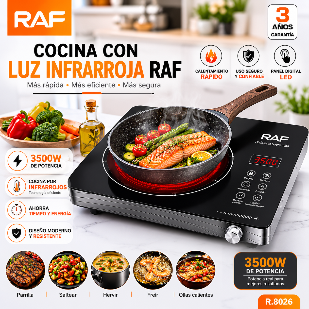 COCINA ELÉCTRICA CON LUZ INFRARROJA RAF